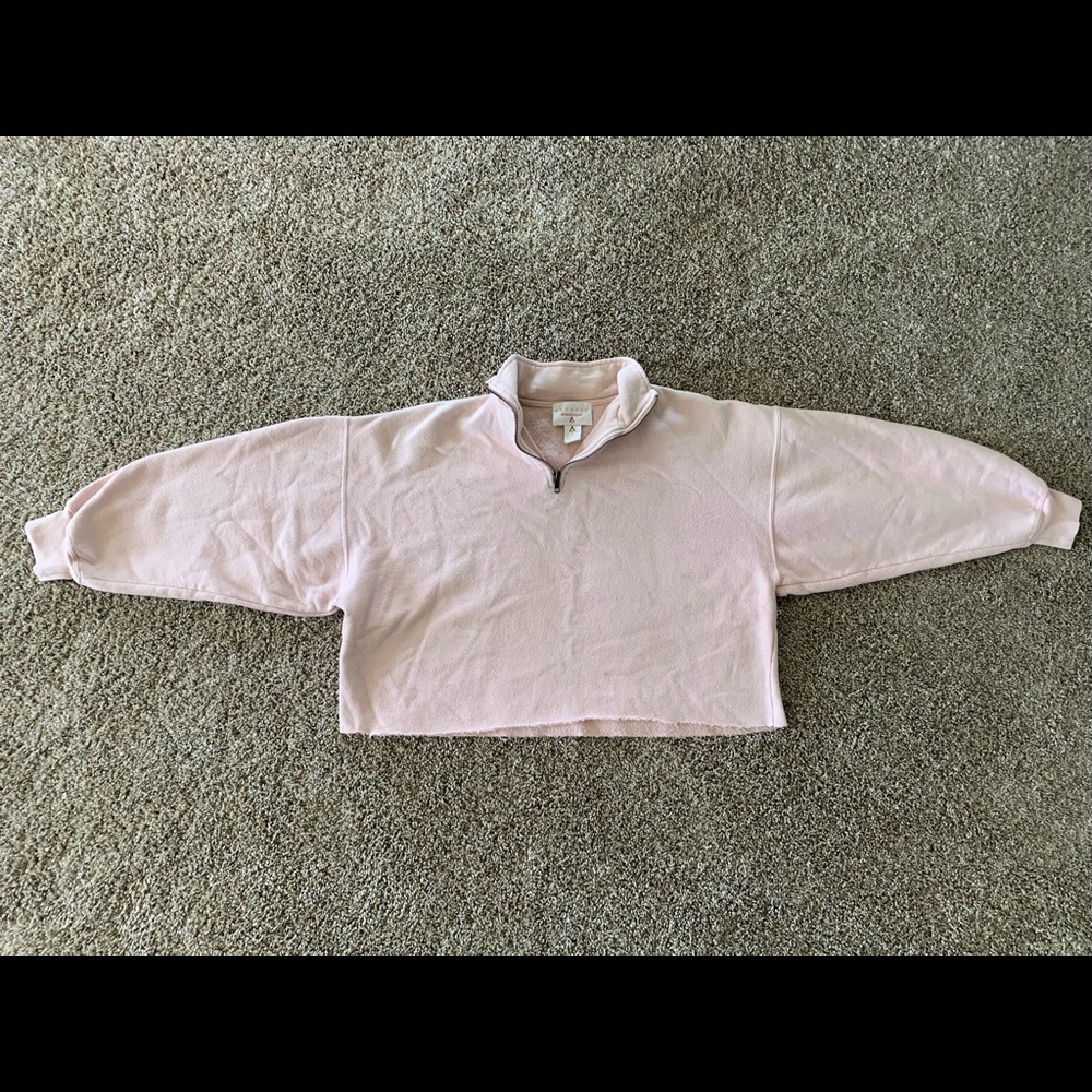 Pink cropped quarter zip